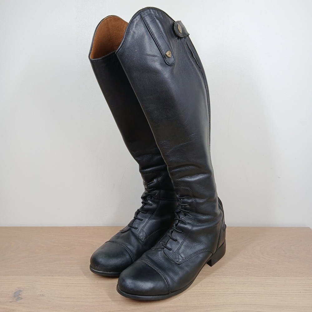 Ariat Heritage Contour Boots Women 6 Black Leather Knee High Equestrian Riding